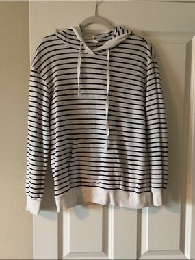 Caslon White Hoodie with Black Stripes